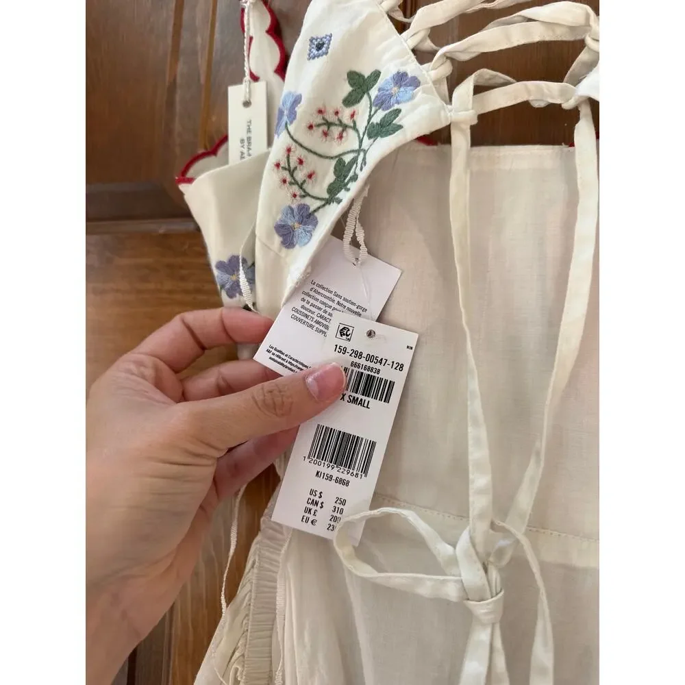 ABERCROMBIE & FITCH Bra-Free Embroidered White Maxi Dress Size XS NEW